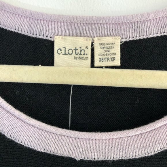 New Cloth by Design Convertible Tie Side Slit Sweater Black Purple Size XS - Picture 10 of 16